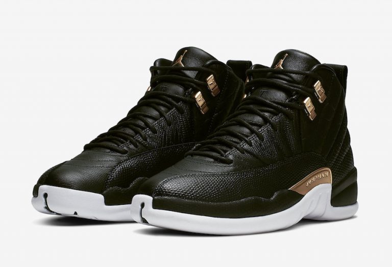 jordan women air jordan 12 retro black metallic gold white